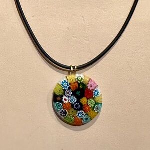 Murano Multicolor Floral Pendant Necklace